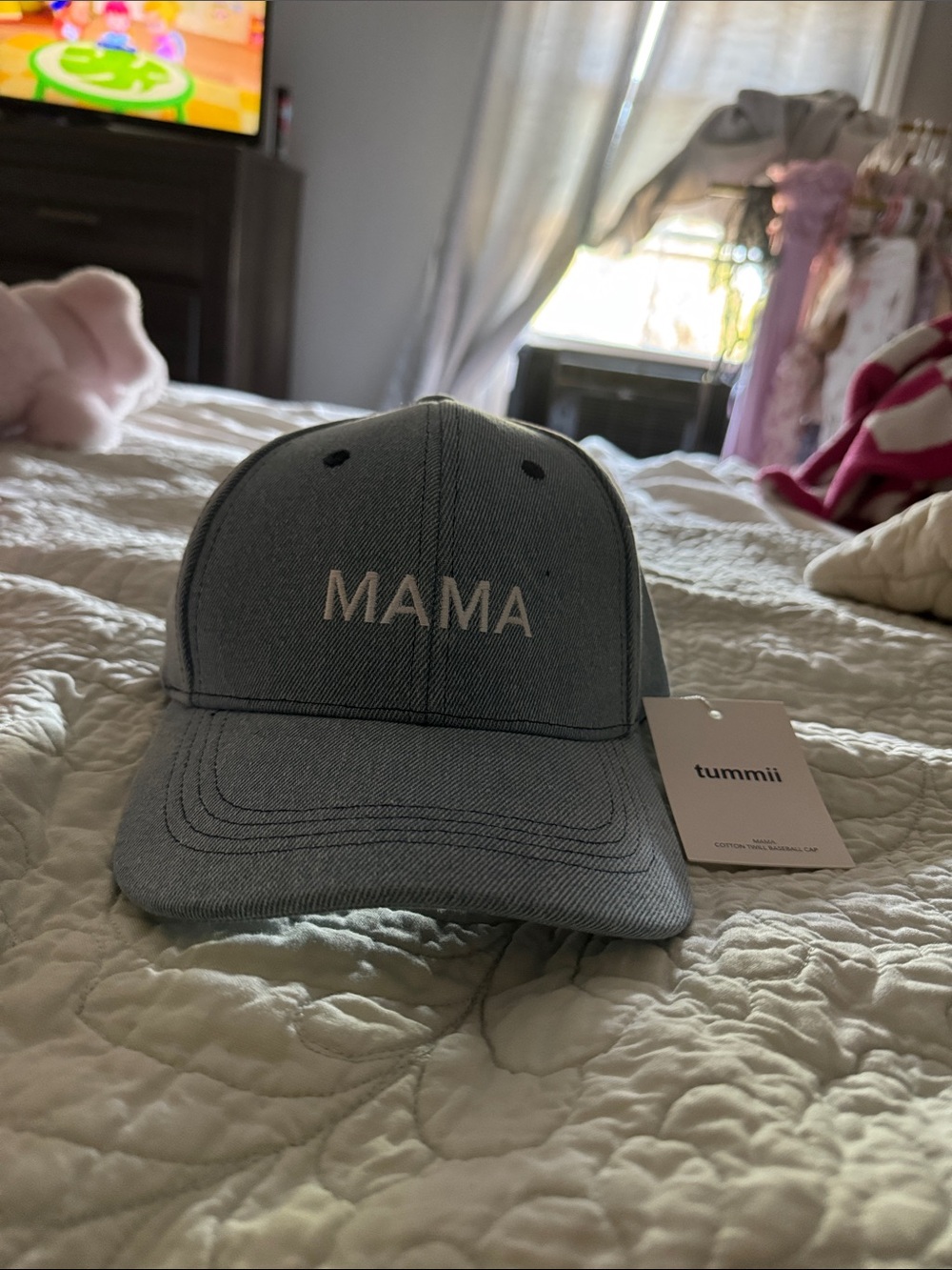 MAMA Denim-Style Baseball Cap - Light Blue